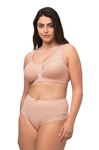 Ulla Popken Damski biustonosz reliefowy Kelly, bez fiszbin, zapięcie z przodu, biustonosz C-D, szampański, 100D