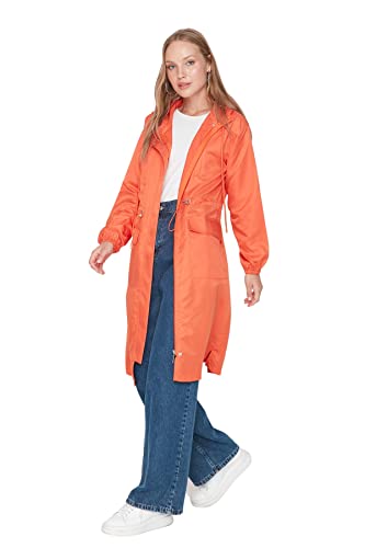Trendyol Damen Regular Parkas Plain Webstoff Płaszcz damski, Płytka sieciowa, 34