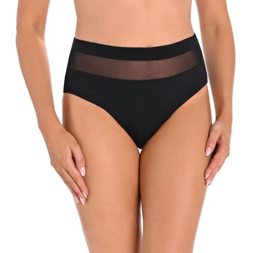 Teyli Damskie figi talii, bawełna, wysoka talia, czarny, 4XL duże rozmiary