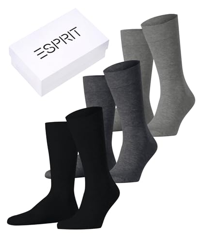 Esprit Solid Mix 3-Pack skarpety męskie bawełna Lyocell organiczne trwałe wielokolorowe połowa łydki drobne bez wzoru na lato lub zimę, zestaw 2 par, Mehrfarbig (Wyjście 0010), 39-42 EU