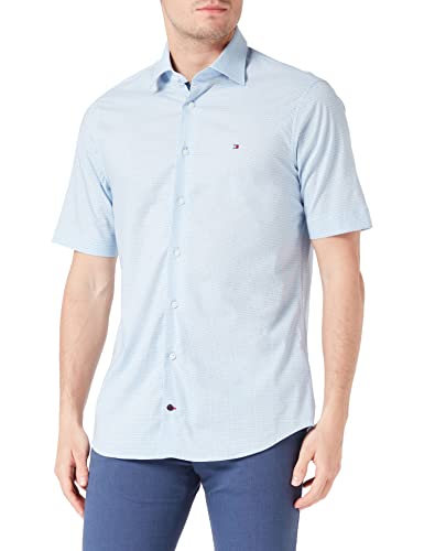 Tommy Hilfiger Męska sukienka Cl Stretch Classic Prtrfsht S/S, Jasnoniebieski/granatowy, 42