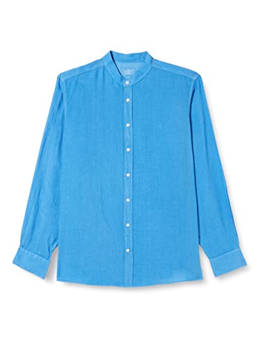 Hackett London Męska koszula barwiona lniana P, NIEBIESKI, M