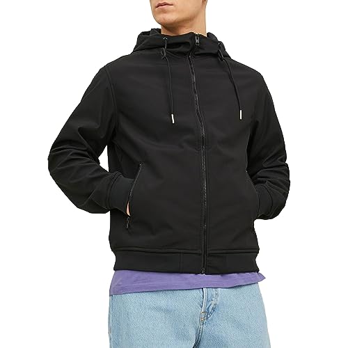 JACK & JONES Jjebasic Softshell Hood Noos Kurtka Mężczyźni, czarny, L