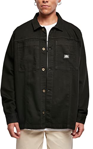 Southpole Męska koszula z bawełny, koszula dżinsowa Southpole z naszywką z logo dla mężczyzn, męska bawełniana koszula oversized denim, dostępna w kolorze czarnym, rozmiary S - XXL, czarny, L