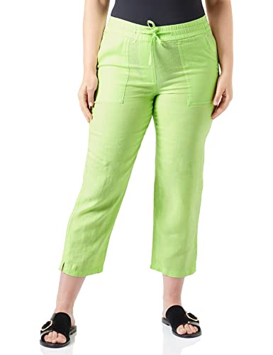 Gerry Weber Damskie spodnie lniane 7/8 Easy Fit spodnie rekreacyjne skrócone 7/8 spodnie jednokolorowe długość 7/8, Light Lime, 48 Kr�tki