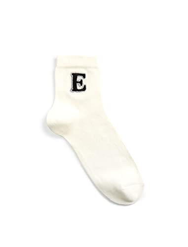 Koton Skarpety damskie College Embroidered Socket, Ecru (010), rozmiar uniwersalny