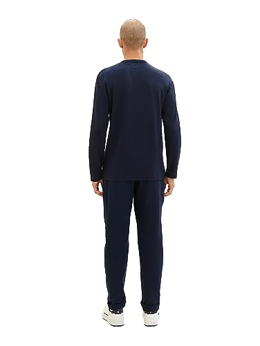 TOM TAILOR Męska koszula z długim rękawem z dekoltem Henley, 10668-sky Captain Blue, XXL