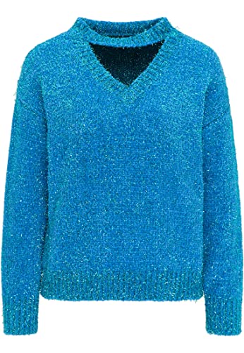 swirlie Damski sweter z dzianiny sweter sweter sweter, niebieski, XL-XXL
