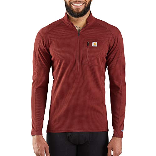 Carhartt Koszulka męska Base Force Midweight Tech Quarter-Zip Layer Top, Opalana cegła, XL