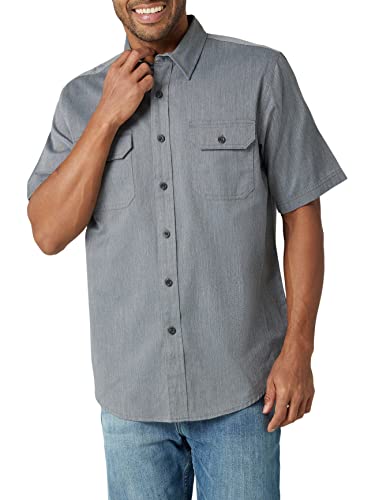 Wrangler Authentics Męska koszula z krótkim rękawem, klasyczna, tkana koszula z kołnierzem button-down, wzór asfaltowy, mała