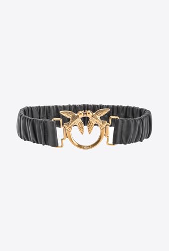 Pinko ONDINA Ruffle H4 Belt Tassel Pasek, Z99Q_Nero-Antique Gold, XS Kobiety, Z99q_czarno-antyczne złoto, XS