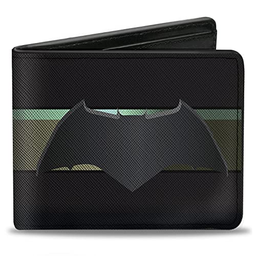 Buckle-Down - Dwustronny portfel - zapinany na zamek portfel PU dwukrotny - Ikona Batman 2017 / pasek czarny/złoty wyblakły męski