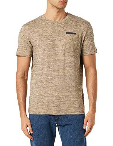 TOM TAILOR Męski T-shirt 1035568, 31489, karmelowy, beżowy, granatowy (Navy Inject), L, 31489 - Carmel Beige Navy Inject, L