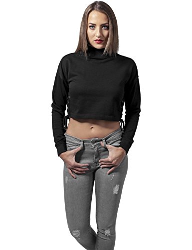 Urban Classics Damska bluza damska Lace Up Crewneck, czarny (czarny 7), XL