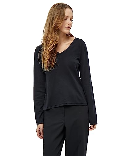 Peppercorn Damski sweter z dzianiny Tana z dekoltem w serek Raglan z długim rękawem, 9000 Czarny, L