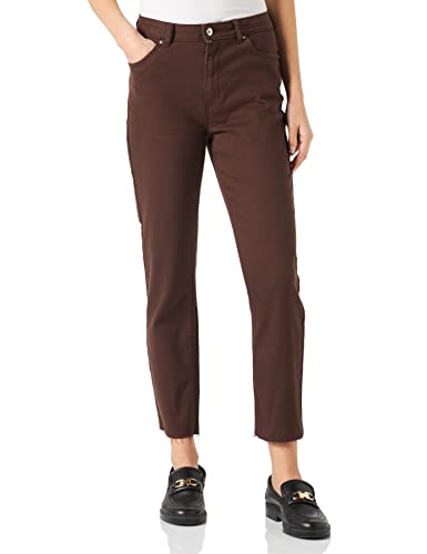 bestseller a/s Vmbrenda Hr Straight ANK Cut Color damskie spodnie dżinsowe, Coffee Bean/Detail:cut Hem, 28W / 32L