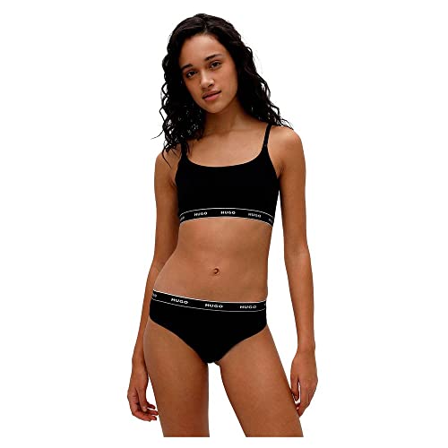 HUGO Damskie Triplet Thong Stripe trójpak stringi z rozciągliwej bawełny z logo na ściągaczu, czarny (Black1), XL