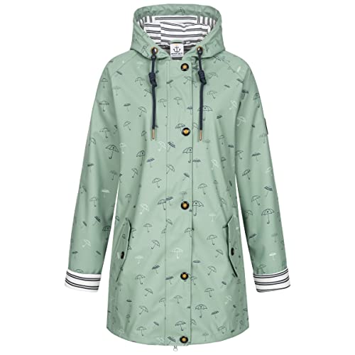 Ankerglut Damen Friesennerz Regenmantel Regenjacke Mit Kapuze Gefüttert Wasserdicht Wetterfest Übergangsjacke #Ankerglutbucht Kurtka przeciwdeszczowa damska, slategray, 42