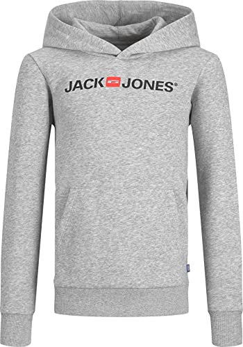JACK&JONES JUNIOR Chłopięca bluza Jjecorp Old Logo Sweat Hood Noos Jnr, jasnoszary melanżowy, 128