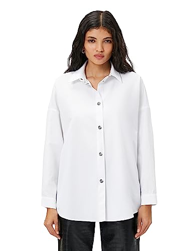 Koton Damska koszulka z długim rękawem Snap Button Oversize, 000 (biały), 34