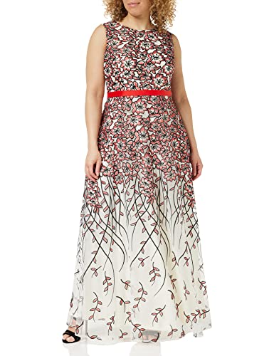 Gina Bacconi Damska sukienka maxi z haftem, czerwona/czarna, 12, czerwony/czarny, 38