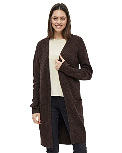 Desires Damski długi kardigan Elis, czekoladowy brązowy melanż, L
