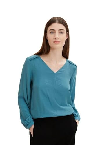 TOM TAILOR Damski bluzka z dekoltem w serek 1034028, 13222 - Pastel Teal, 44