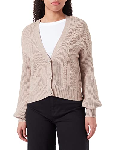 ONLY Damska kurtka z dzianiny Onlkatia L/S Structure Cardigan KNT Noos, Beżowy/szczegóły: w melanż, 3XL