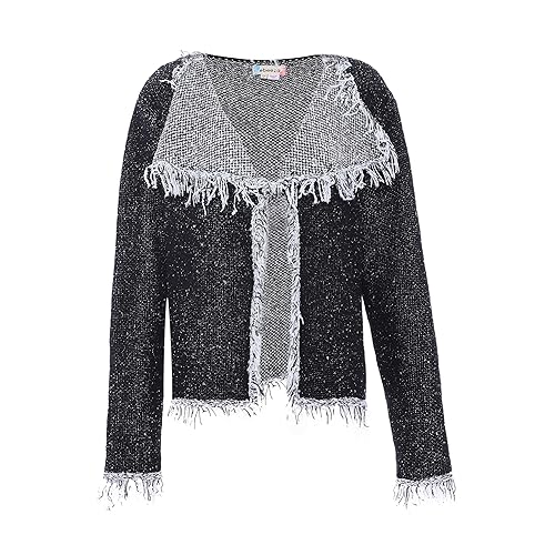 ebeeza Damski stylowy mały postrzępiony kardigan szary rozmiar M/L, szary, M