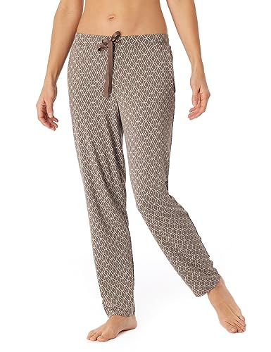 Schiesser Damskie spodnie do spania długie mieszanka modalu + relaks, beżowy wzór, 38, Beige Gemustert