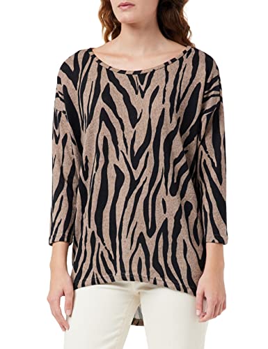 ONLY Onlelcos 4/5 Aop Top Jrs Noos Top Kobiety, Humus/Aop: vertical Black Zebra, XS