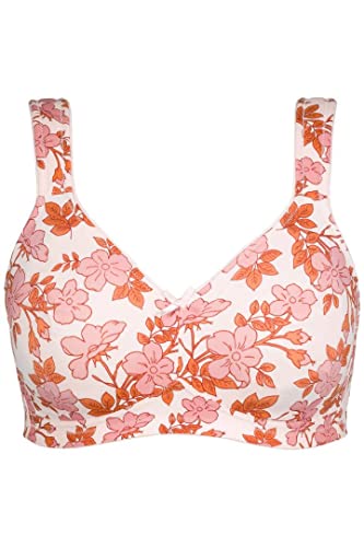 Ulla Popken Damski T-shirt z nadrukiem, bez ramiączek, biustonosz C-D, różowy, 100