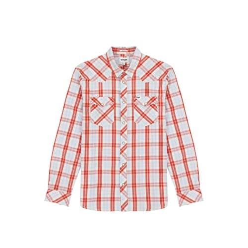 Wrangler Męska koszula westernowa, niebieska (Powder Blue), rozmiar L, niebieski (Powder Blue), L