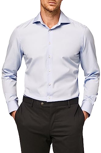Hackett London Poplin Slim BC Męska koszula biznesowa, Niebieski (niebo), 17.5