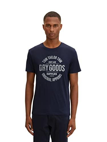 T-shirt męski TOM TAILOR z nadrukiem, 10668-niebieski kapitan nieba, L