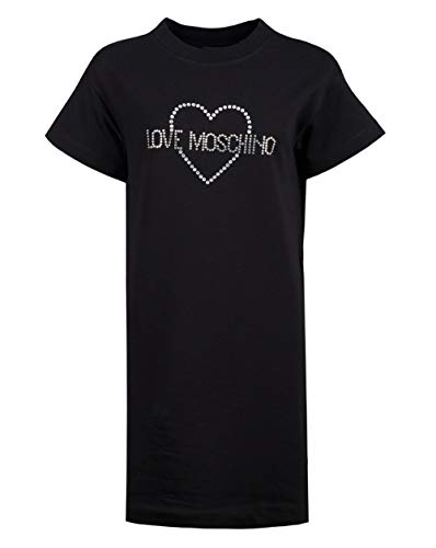 Love Moschino Damska sukienka z logo Core Rhimestone_Short Sleeve Dress, czarny (Black C74), 40