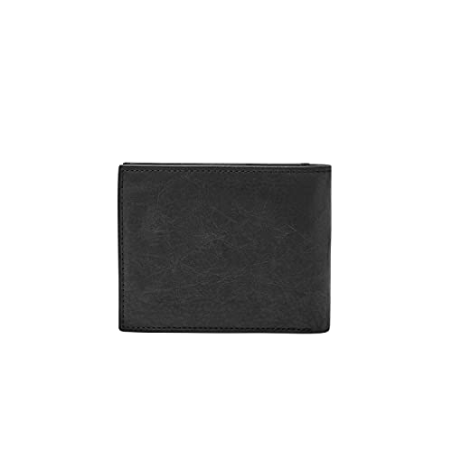 Fossil Męski portfel RFID z klapką na identyfikator dwustronny, Ingram Rfid- czarny, Jeden rozmiar