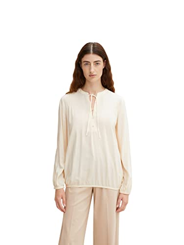 TOM TAILOR Damski Bluzka z detalami do wiązania 1034825, 28130 - Soft Buttercream, 44