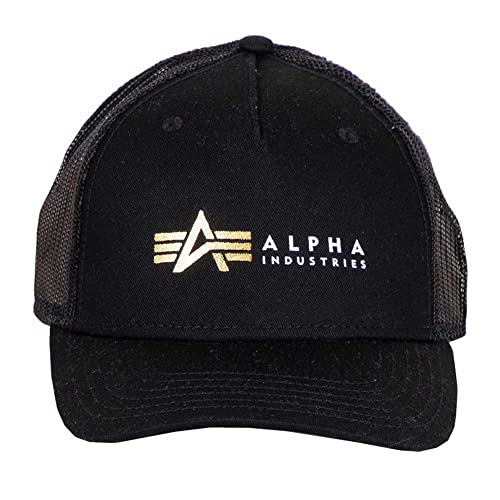 Alpha Industries Męska czapka z daszkiem Alpha Label Trucker Cap Foil Print, czarna, rozmiar uniwersalny