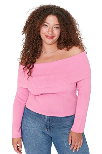 Trendyol Damska bluza TBBAW23AN00089/Pembe, różowy, 4XL, różowy, 4XL Duże rozmiary