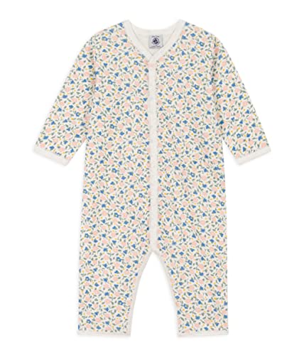 Petit Bateau Piżama Śpiąca Bez Stóp Dziewczynka, Biały Marshmallow/Multico, 3 miesi?cy