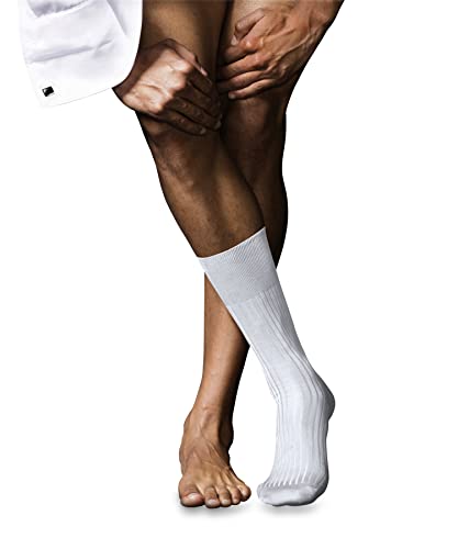 FALKE Mężczyźni Skarpety No. 10 M SO Czysta Bawełna Fil d'Ecosse jednokolorowe 1 Para, Biały (White 2000), 45-46