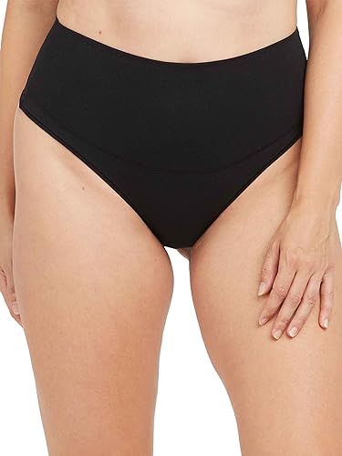 Spanx Thong bawełniane stringi damskie, Muy Czarny, L