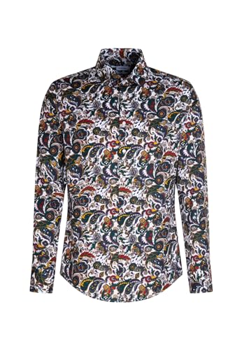 Seidensticker Męska koszula slim fit z długim rękawem, zielony, 44