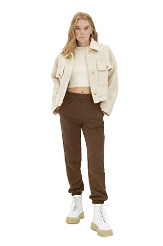 Trendyol Damskie spodnie dresowe z normalnym stanem, Brązowy, XS