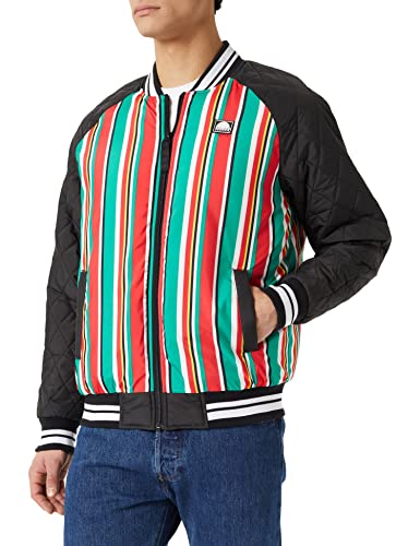 Southpole Męska kurtka Stripe College Jacket kurtka College dla mężczyzn z pikowanymi rękawami, wielokolorowa, rozmiary S - XXL, wielokolorowy, L