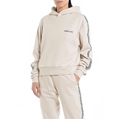 Replay Damska bluza z kapturem oversize, 756 Sandshell, L