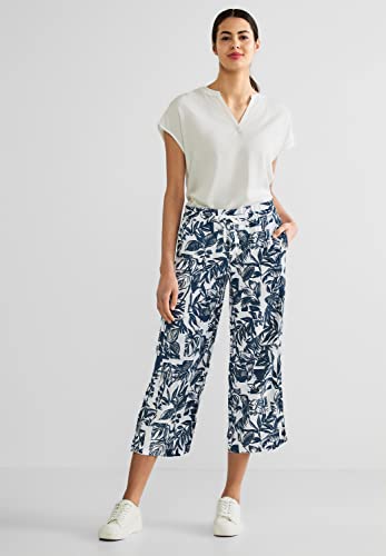 Street One Damskie spodnie lniane Wide, Muted Splash Blue, 34W / 26L