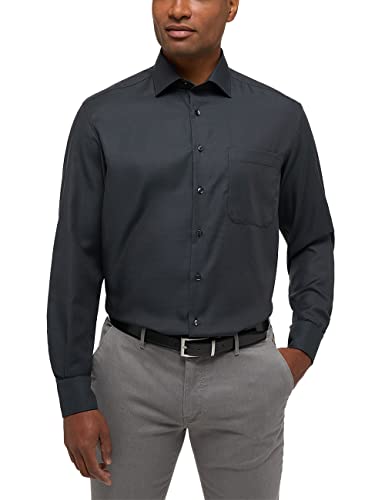 Eterna Męska koszula z długim rękawem Comfort FIT Twill antracytowa struktura, 19, Antracyt, 50-More