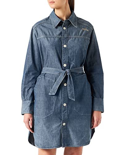G-STAR RAW Damska kurtka z długim nadrukiem Millery, Niebieski (anty-wyblakły, niebieski Egejski C611-d096), L